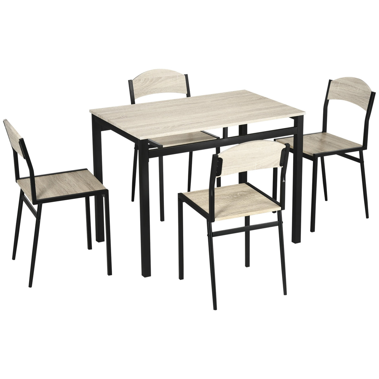 immagine-1-easycomfort-easycomfort-set-da-pranzo-con-tavolo-rettangolare-e-4-sedie-in-acciaio-e-mdf-nero-e-rovere