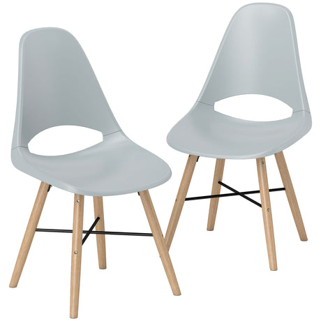 easycomfort easycomfort set di 2 sedie da pranzo in plastica e legno stile nordico con schienale curvato grigio