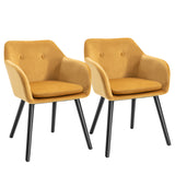 easycomfort easycomfort set di 2 sedie per sala da pranzo con braccioli imbottite e in velluto 54x56x74cm giallo
