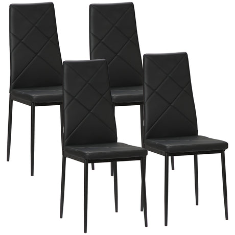 easycomfort easycomfort set di 4 sedie da pranzo con schienale alto in finta pelle e acciaio 41x50x97cm nero