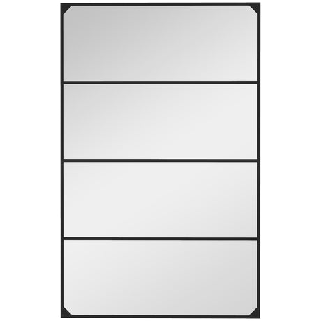 easycomfort easycomfort specchio da parete in stile industriale con 4 ganci in vetro multistrato metallo e mdf 109x2x69 cm nero