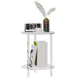 easycomfort easycomfort tavolino basso rotondo a 2 livelli in acrilico per interni 40x50 cm trasparente