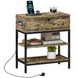 easycomfort easycomfort tavolino da divano con cassetto e 2 ripiani stile industriale in legno e metallo 60x30x66 5 cm nero e marrone