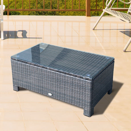 easycomfort easycomfort tavolino da giardino in vetro temperato 5mm rettangolare esterno rattan 85 x 50 x 39 cm marrone ean 8054144139906