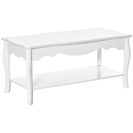 easycomfort easycomfort tavolino da salotto con ampio ripiano portaoggetti inferiore in legno 94x44x43cm bianco ean 8054144137254