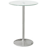 easycomfort easycomfort tavolo alto da bar moderno rotondo con base in acciaio e piano in vetro 70x102cm trasparente