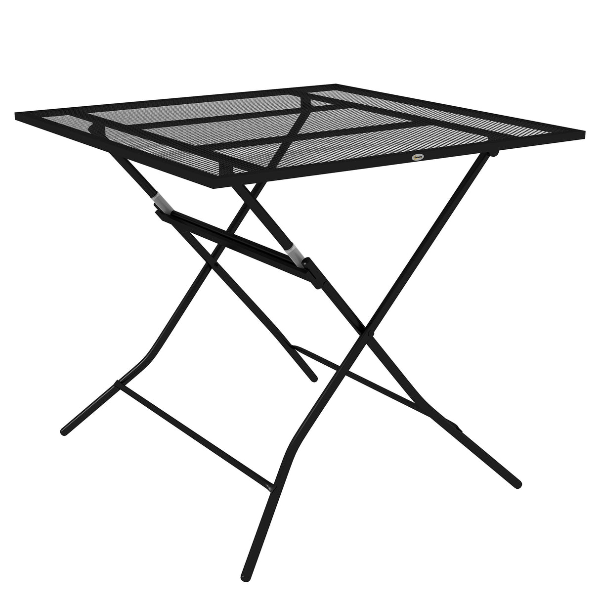 easycomfort easycomfort tavolo da giardino pieghevole quadrato con piano a rete in acciaio 80x80x74cm nero