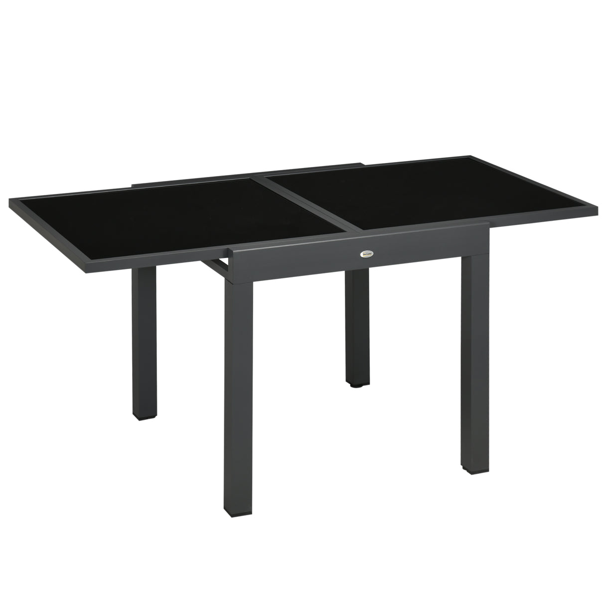 easycomfort easycomfort tavolo da pranzo allungabile da giardino con piano in vetro e alluminio 80 160x80x75 cm nero