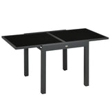 easycomfort easycomfort tavolo da pranzo allungabile da giardino con piano in vetro e alluminio 80 160x80x75 cm nero