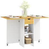 easycomfort easycomfort tavolo da pranzo pieghevole per 2 4 persone con 2 ribalte cassetto e ripiani quercia