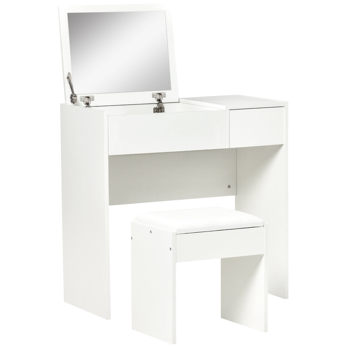 easycomfort easycomfort tavolo da trucco con specchio richiudibile tavolo da trucco moderno con sgabello vano contenitore 4 scomparti mdf bianco 80x40x79 cm ean 8054111848237