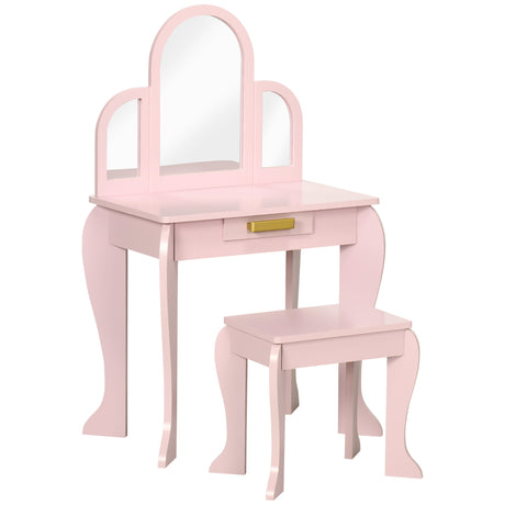 easycomfort easycomfort tavolo per trucco per bambine 3 6 anni con sgabello cassetti e specchio coordinato in acrilico rosa