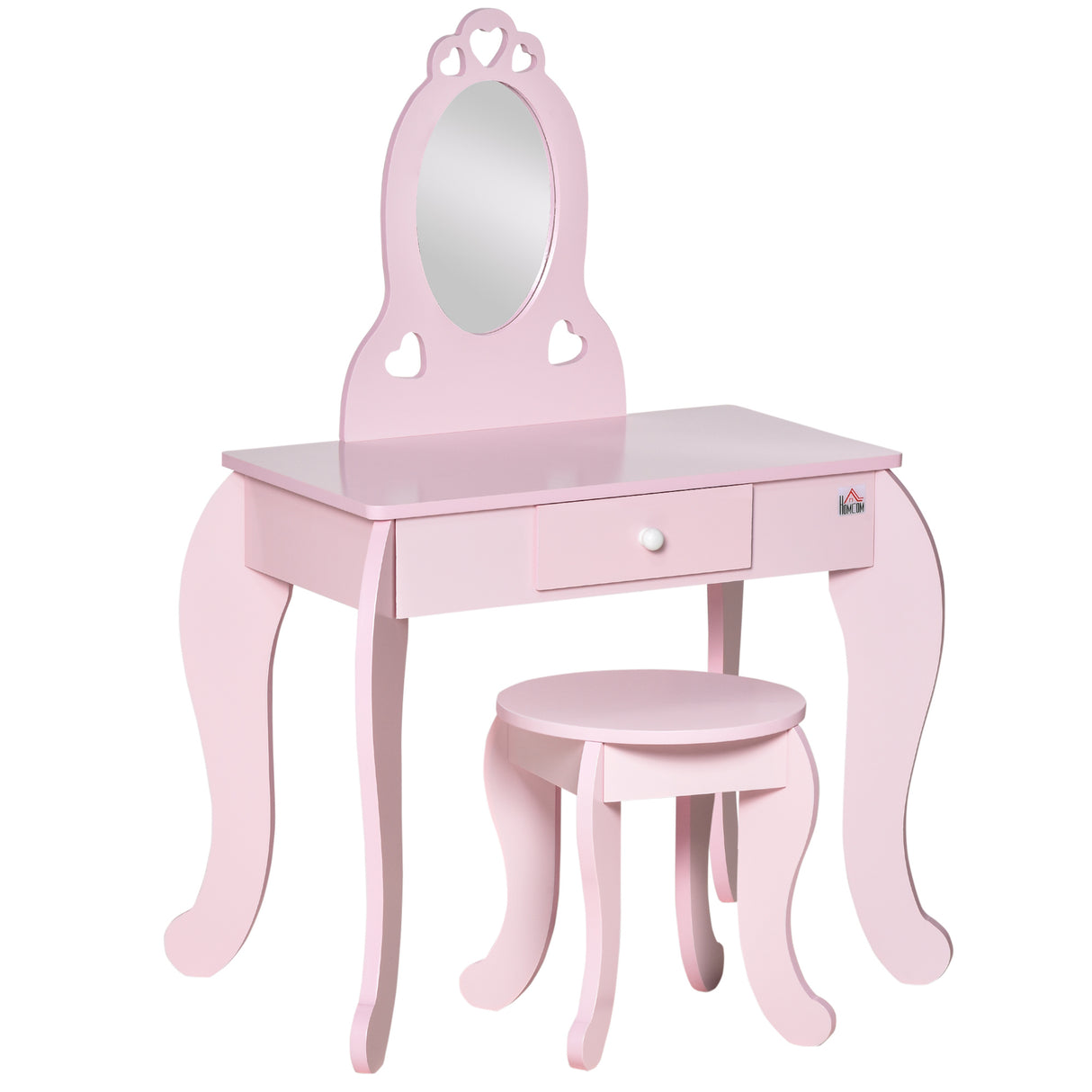 easycomfort easycomfort tavolo trucco per bambini con sgabello in legno toeletta con specchio e cassetto 60x36x88cm rosa