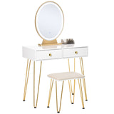 easycomfort easycomfort toeletta con specchio luci a led in stile industriale tavolo per trucco con sgabello mobile toeletta con interruttore touch bianco