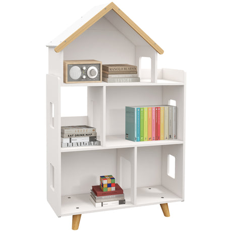 easycomfort easycomfortzonekiz libreria per bambini 3 6 anni a 3 livelli per libri e giochi in mdf e legno di pino 65x25x108 5 cm bianco