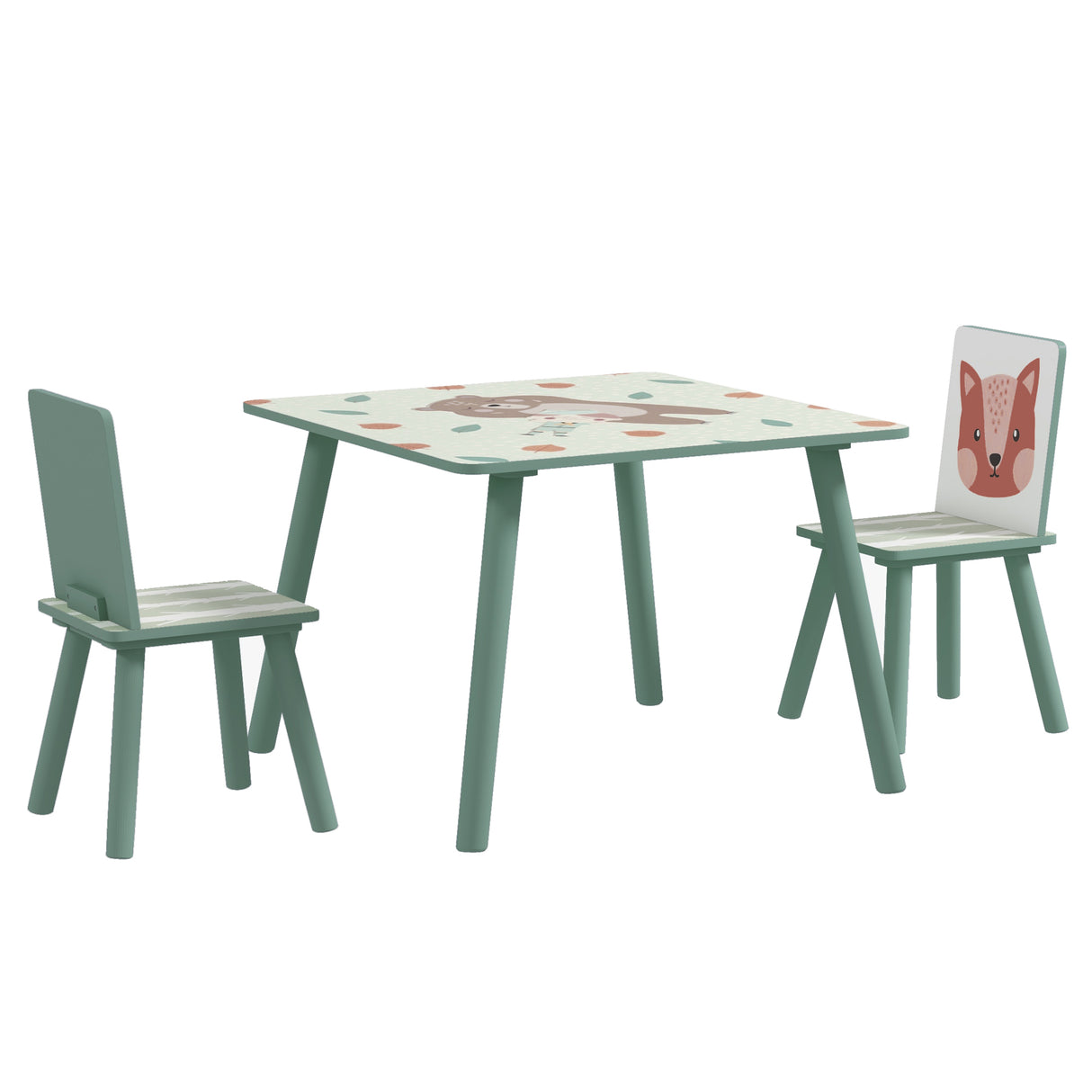 easycomfort easycomfortzonekiz set tavolo e sedie 3 pezzi per bambini 3 8 anni in mdf e legno di pino verde