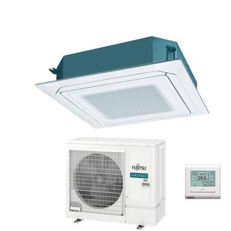 fujitsu condizionatore a cassetta fujitsu kr circular flow white 36000 btu auxg36krlb trifase r 32 wi fi optional con griglia e filocomando