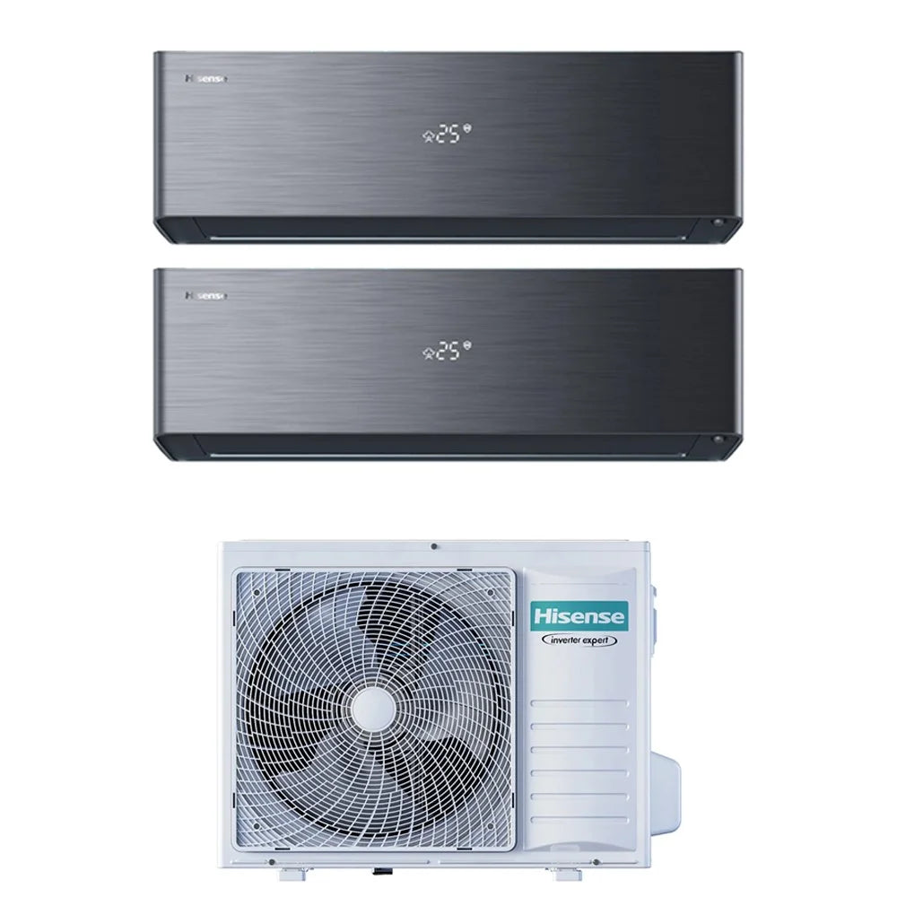 hisense condizionatore hisense dual split inverter serie energy pro x black 900012000 con 2amw42u4rgc r 32 wi fi integrato
