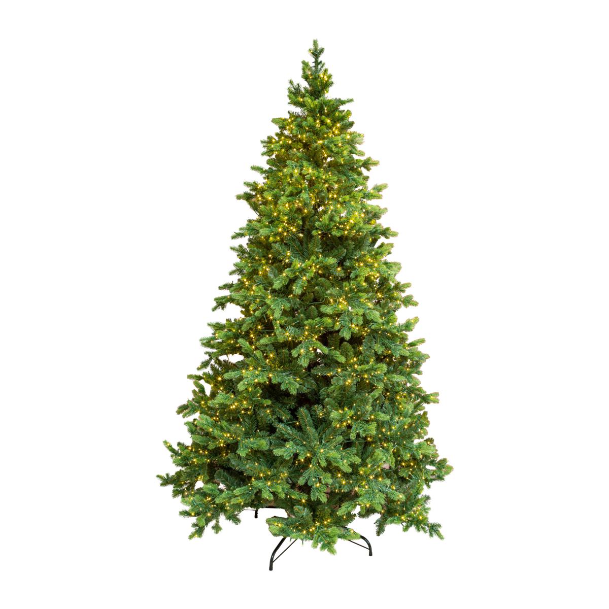 le stelle albero di natale artificiale verde h 180cm x l 120cm super folto con 2000 luci led incorporate e base a croce in metallo