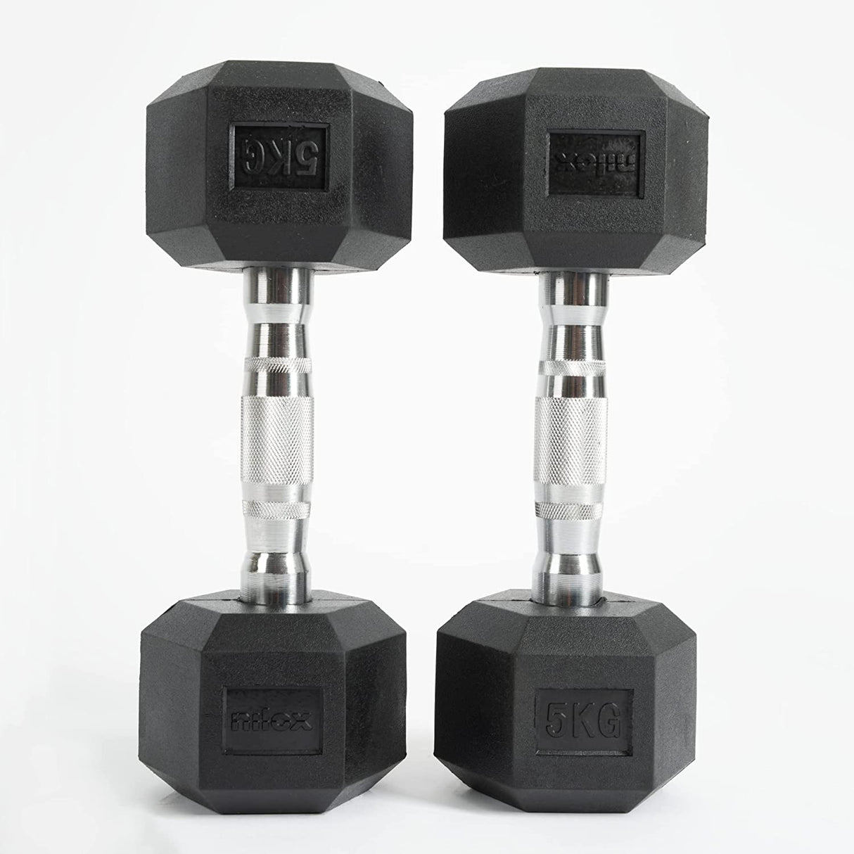manubri da palestra nilox nxdumbbell5 5 kg cad.1 con rivestimento in gomma impugnatura acciaio