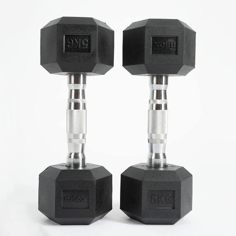 manubri da palestra nilox nxdumbbell5 5 kg cad.1 con rivestimento in gomma impugnatura acciaio