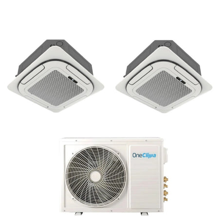 oneclima condizionatore oneclima dual split cassetta 4 vie 1818 con mlt27x3y24 r 32 wi fi optional griglia inclusa e telecomando di serie