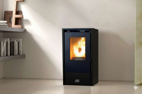 stufa a pellet ventilata lastcalor by anselmo cola susanna 6.4 kw bianca