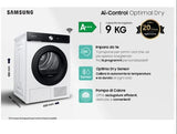asciugatrice a pompa di calore 9kg samsung dv90bb5245aes3 optimal dry classe a ___