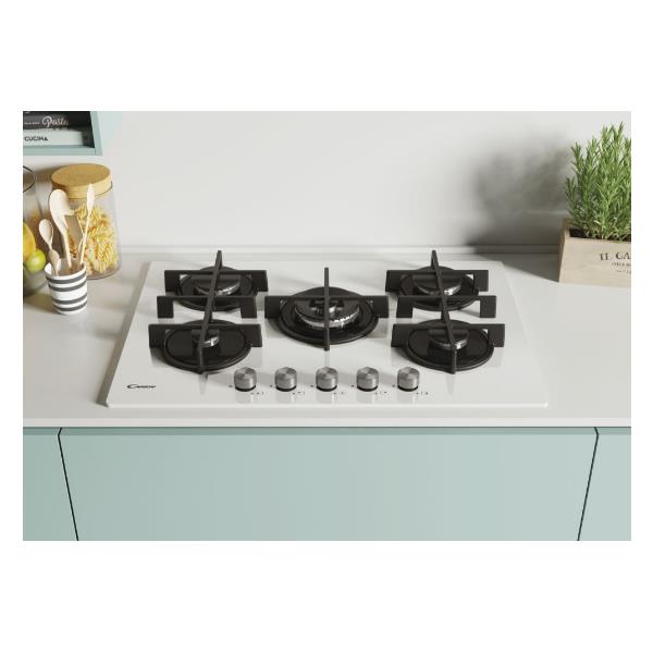 candy piano cottura ad incasso candy cvg74wpw 5 fuochi l745xp51 vetro temperato bianco ean 33802749