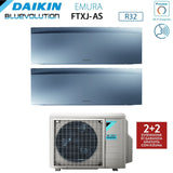 climatizzatore condizionatore daikin bluevolution dual split inverter serie emura silver iii 9_9 con 2mxm40n r 32 wi fi integrato 9000_9000 colore argento garanzia italiana