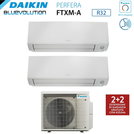 climatizzatore condizionatore daikin bluevolution dual split inverter serie perfera all season 5+7 con 2mxm40a r 32 wi fi integrato 5000+7000 garanzia italiana