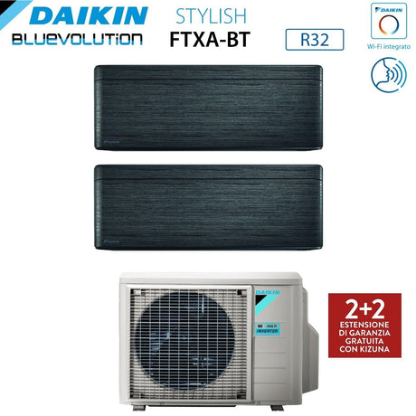 climatizzatore condizionatore daikin bluevolution dual split inverter serie stylish real blackwood 5_7 con 2mxm40m n r 32 wi fi integrato 5000_7000 colore legno nero garanzia italiana