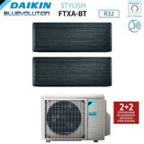 climatizzatore condizionatore daikin bluevolution dual split inverter serie stylish real blackwood 9_12 con 2mxm40m n r 32 wi fi integrato 9000_12000 colore legno nero garanzia italiana