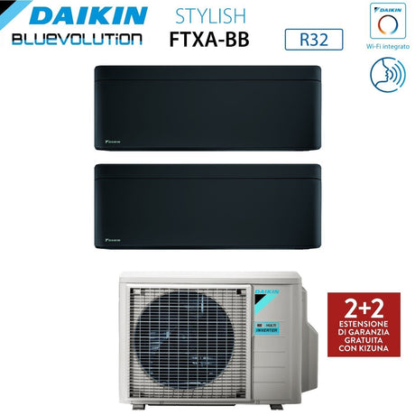 climatizzatore condizionatore daikin bluevolution dual split inverter serie stylish total black 7_9 con 2mxm40m n r 32 wi fi integrato 7000_9000 colore nero garanzia italiana