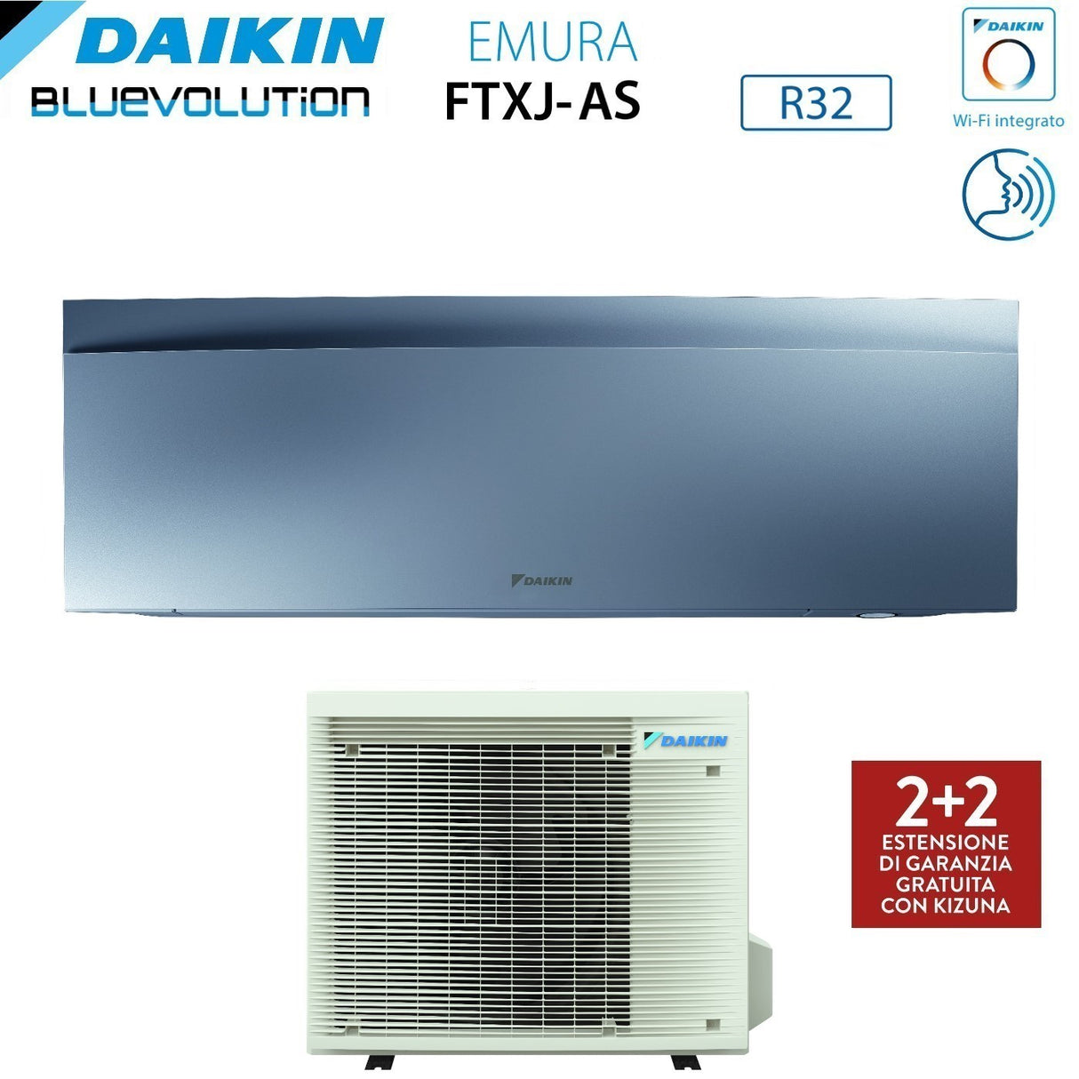 climatizzatore condizionatore daikin bluevolution inverter serie emura silver 18000 btu ftxj50as r 32 wi fi integrato classe a__ garanzia italiana novita