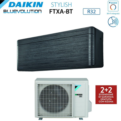 climatizzatore condizionatore daikin bluevolution inverter serie ftxa bt stylish real blackwood 9000 btu ftxa25bt r 32 wi fi integrato classe a___ colore legno nero garanzia italiana novita