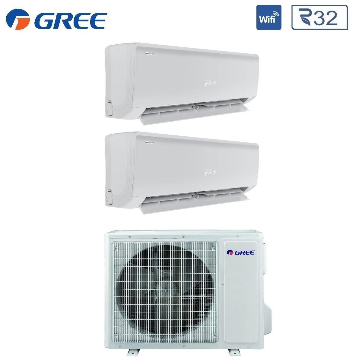 climatizzatore condizionatore gree dual split inverter serie bora plus 9_9 con gwhd 14 nk6oo r 32 wi fi optional 9000_9000