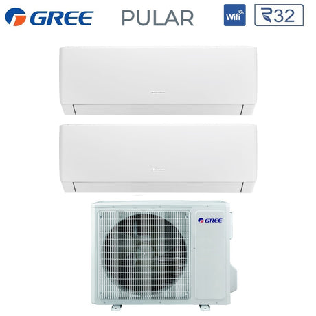 climatizzatore condizionatore gree dual split inverter serie pular 12_12 con gwhd 18 nk6no r 32 wi fi integrato 12000_12000
