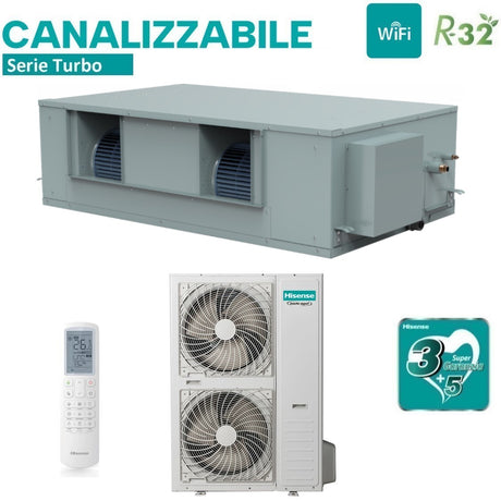 climatizzatore condizionatore hisense canalizzato canalizzabile hsp inverter 68000 btu aud200ux4rph8 trifase r 32 wi fi optional con comando a filo e telecomando di serie