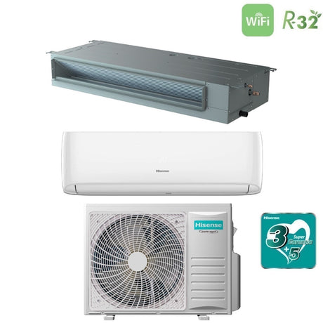 climatizzatore condizionatore hisense dual split inverter serie hi comfort 12000 _ canalizzato 18000 con 3amw72u4rfa r 32 wi fi 12_18