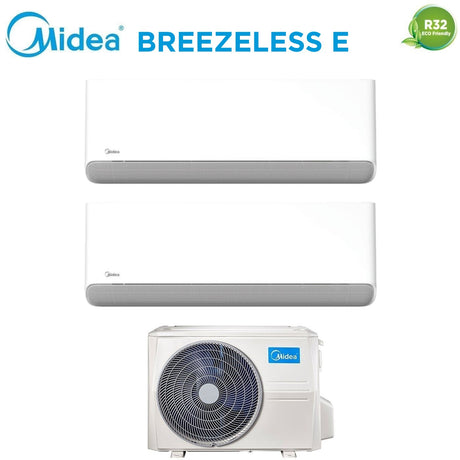 climatizzatore condizionatore midea dual split inverter serie breezeless e 9+9 con m2og 14hfn8 q r 32 wi fi integrato 9000+9000