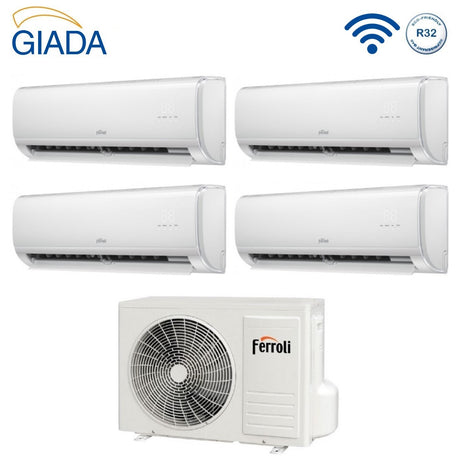 climatizzatore condizionatore quadri split inverter ferroli giada m 9000_9000_9000_12000 btu con 28 4 wi fi integrato alexa e google home 9_9_9_12 novita