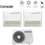 climatizzatore condizionatore samsung dual split console inverter 9_12 con aj050ncj r 32 wi fi optional 9000_12000 con comando wireless incluso novita