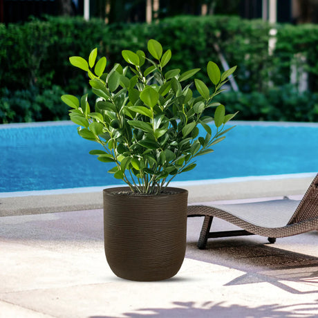 divina garden vaso in resina da esterno interno per piante cilindro di design d 35x34h raffaello marrone ean 8056157809043