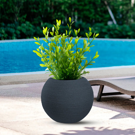 divina garden vaso in resina da esterno interno per piante tondo a sfera di design d 40x33h botticelli grigio ean 8056157808954