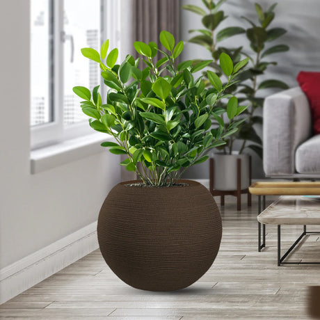 divina garden vaso in resina da esterno interno per piante tondo a sfera di design d 40x33h botticelli marrone ean 8056157808992