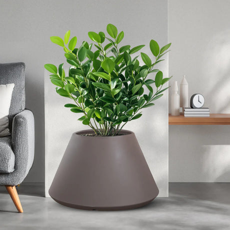 divina garden vaso in resina da esterno interno per piante tondo conico design d 60x35h stromboli tortora ean 8056157808916