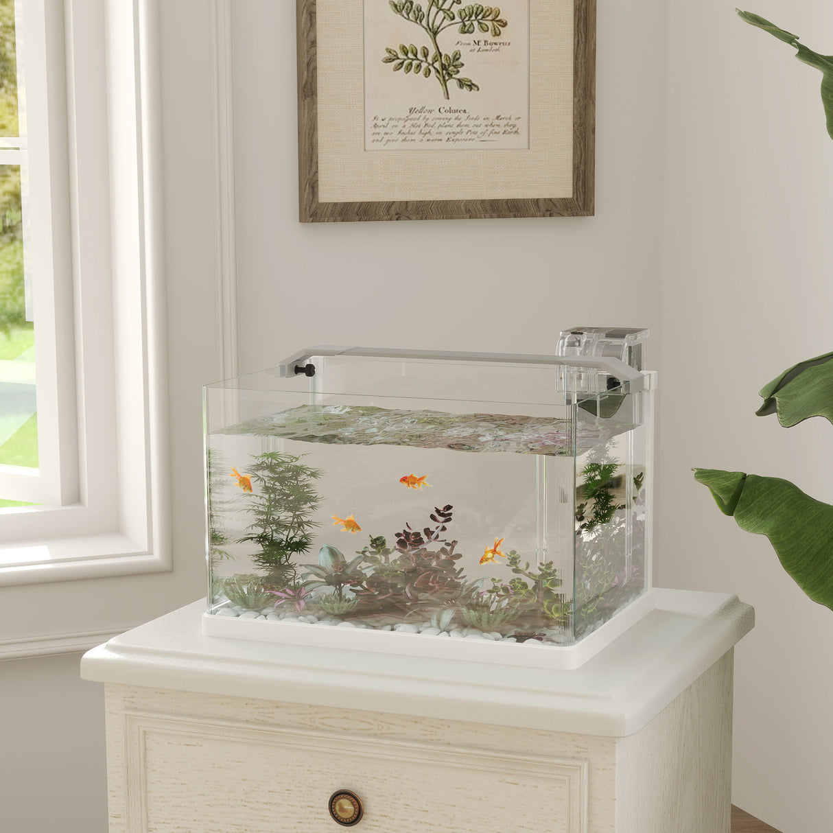 easycomfort easycomfort acquario in vetro con luci led da 20l filtro e pompa dacqua 38x26x27 cm bianco