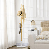 easycomfort easycomfort albero appendiabiti a 8 ganci con base rotonda in bambu legno e metallo 37 8x175 6 cm color legno e bianco