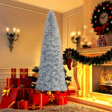 immagine-2-easycomfort-easycomfort-albero-di-natale-artificiale-alto-210cm-con-818-rami-albero-di-natale-slim-con-base-rimovibile-in-pet-e-acciaio-argento